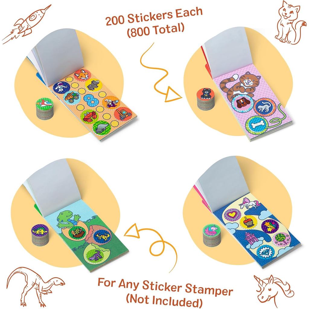 Melissa & Doug Sticker Wow! Mini Activity Pad and Refill Stickers 4-Pack (Dinosaur,Pets,Favorite Things,Surprise Pack 1)