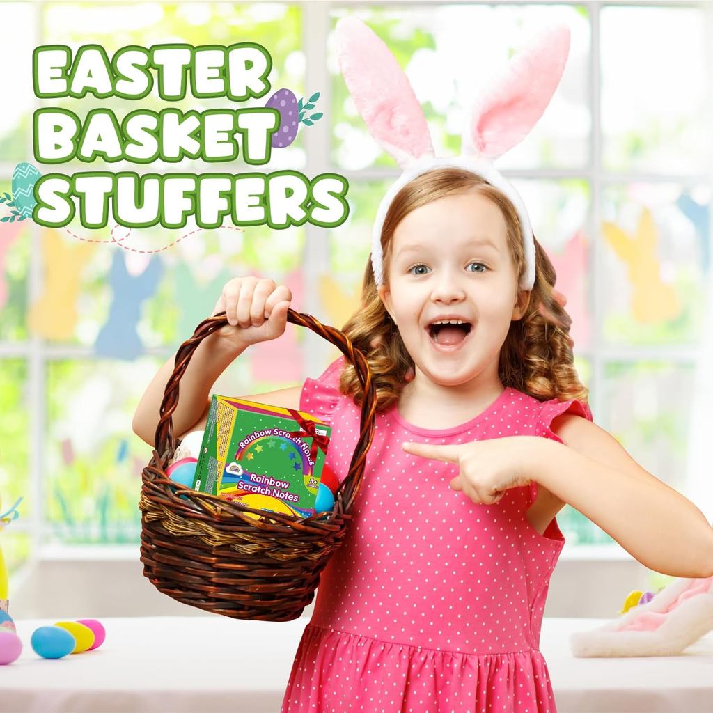 ZMLM 165 Pcs Rainbow Scratch Paper Art Notes - Easter Crafts for Kids Ages 4-8