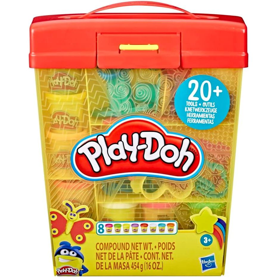 Play-Doh Large Tools and Storage Activity Set , 8 Non-Toxic Play-Doh Colours and 20-Plus Tools