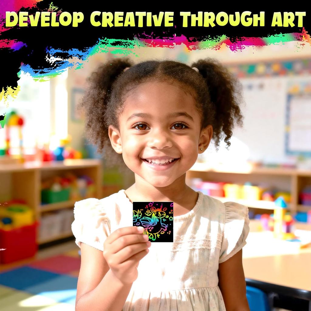 ZMLM 165 Pcs Rainbow Scratch Paper Art Notes - Easter Crafts for Kids Ages 4-8
