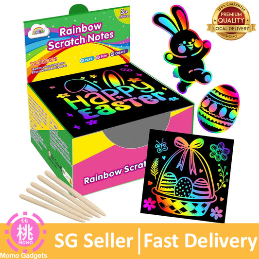 ZMLM 165 Pcs Rainbow Scratch Paper Art Notes - Easter Crafts for Kids Ages 4-8