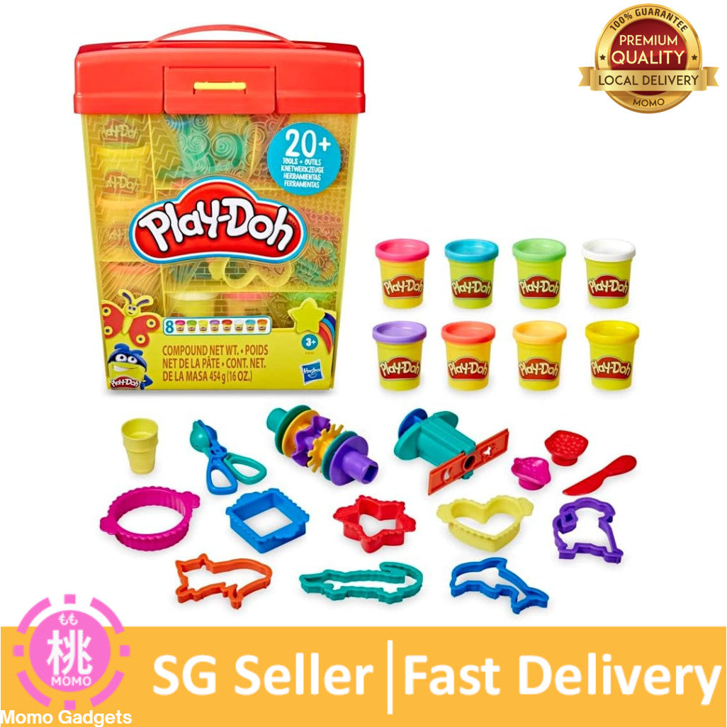 Play-Doh Large Tools and Storage Activity Set , 8 Non-Toxic Play-Doh Colours and 20-Plus Tools