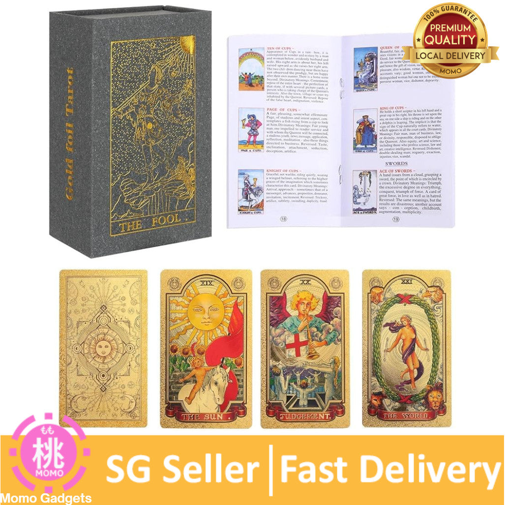 KIINO 78 Gold foil Tarot Cards with Guide Book Tarot Deck for Beginners and Professional Player with Box