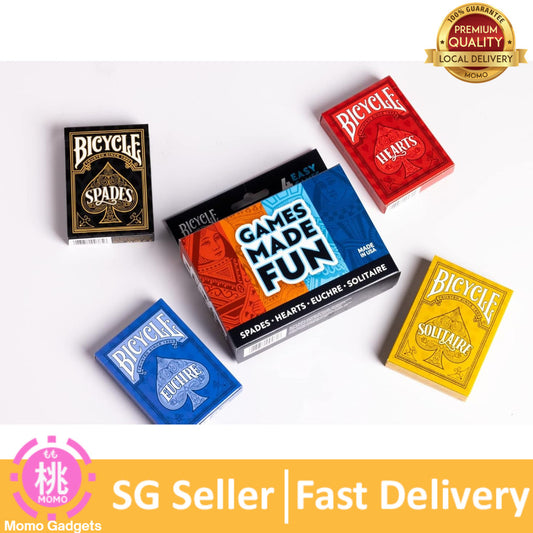 Bicycle 4 Playing Card Games in 1: Euchre, Hearts, Spades, and Solitaire (4 Card Game Pack)