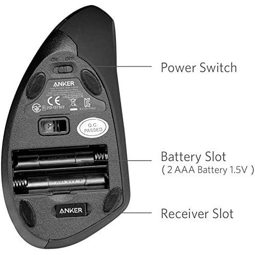 Anker 2.4G Wireless Vertical Ergonomic Optical Mouse for Work, Multi-Device Connectivity, 800/1200 /1600 DPI