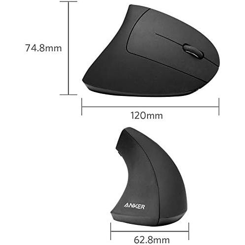Anker 2.4G Wireless Vertical Ergonomic Optical Mouse for Work, Multi-Device Connectivity, 800/1200 /1600 DPI