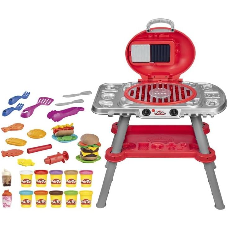 Play-Doh Sizzlin' Grill Playset with Lights & Sounds, 17 Accessories, BBQ Toys for Boys & Girls 3+
