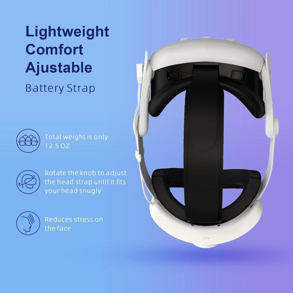 Meta Quest 3 Battery Head Strap 8000mAh Compatible with Meta Quest 3 Accessories, Battery Pack Elite Strap - Momo Gadgets