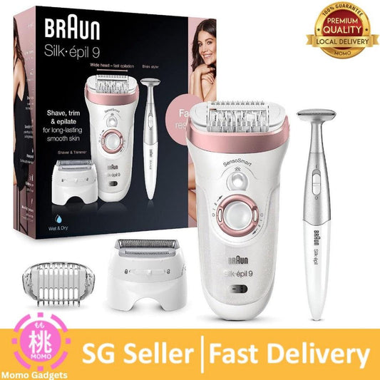 Braun Silk epil 9 9 9-890, Epilator for Long-Lasting Hair Removal, Includes Shaver and Trimmer Head, Micro-Grip Tweezer