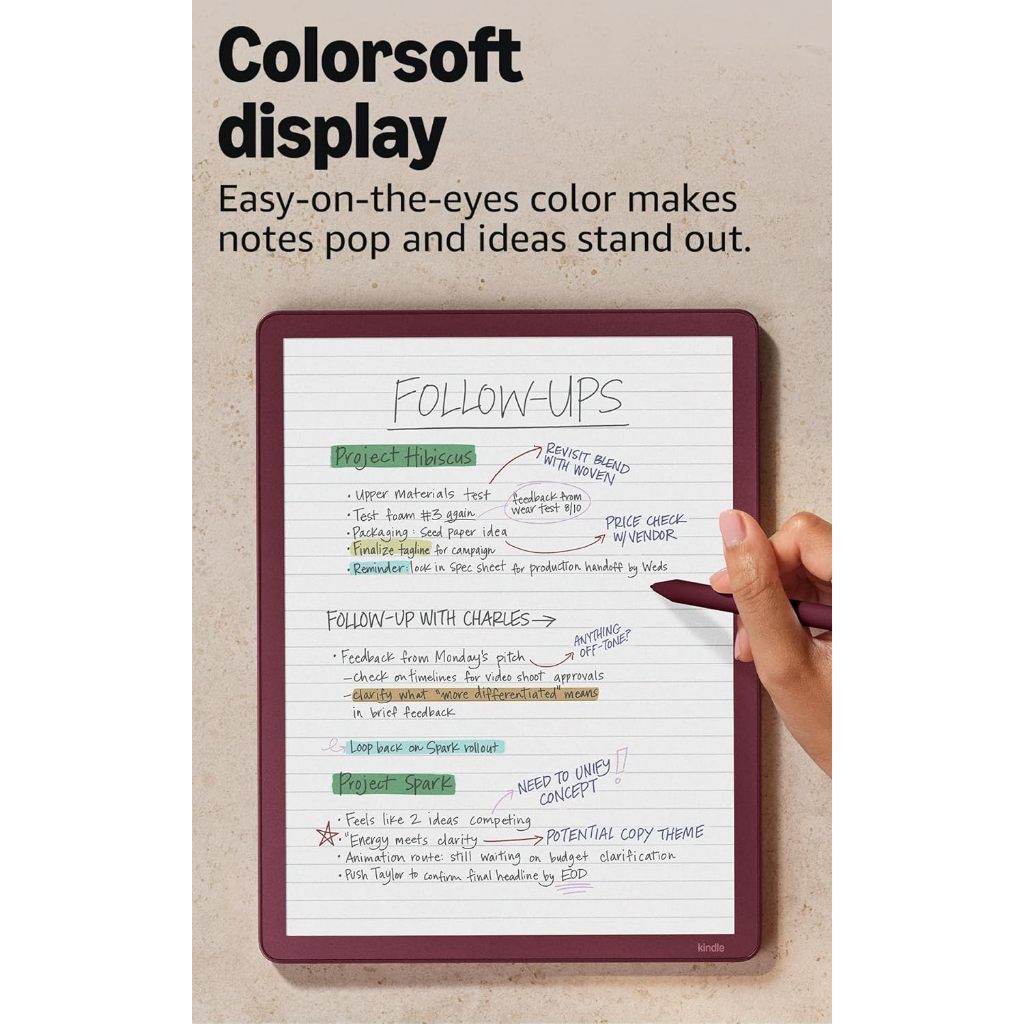 Amazon Kindle Scribe Colorsoft 64GB /32GB—11” paper-like color display—Write in notebooks, docs, and books.