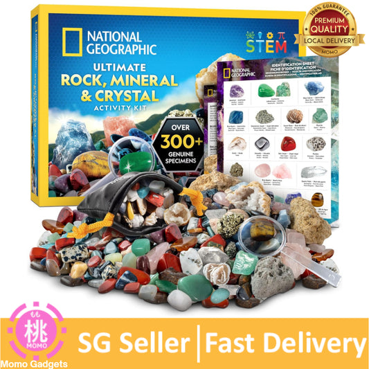 National Geographic Rock Collection Box for Kids – 300+ Piece Gemstones and Crystals Set