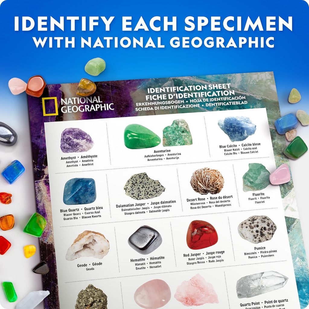 National Geographic Rock Collection Box for Kids – 300+ Piece Gemstones and Crystals Set