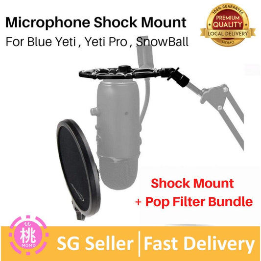 Shock Mount for Blue Yeti, SnowBall, Yeti X , Blue Nano and other Mics Vibration Blocking, Noise Repelling - Momo Gadgets