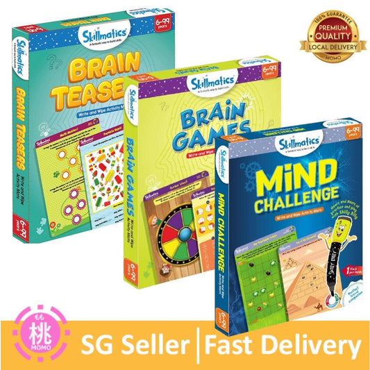 Skillmatics Educational Game : Mind Challenge / Brain Teasers / Brain Games Reusable Activity Mats with Dry Erase Marker - Momo Gadgets