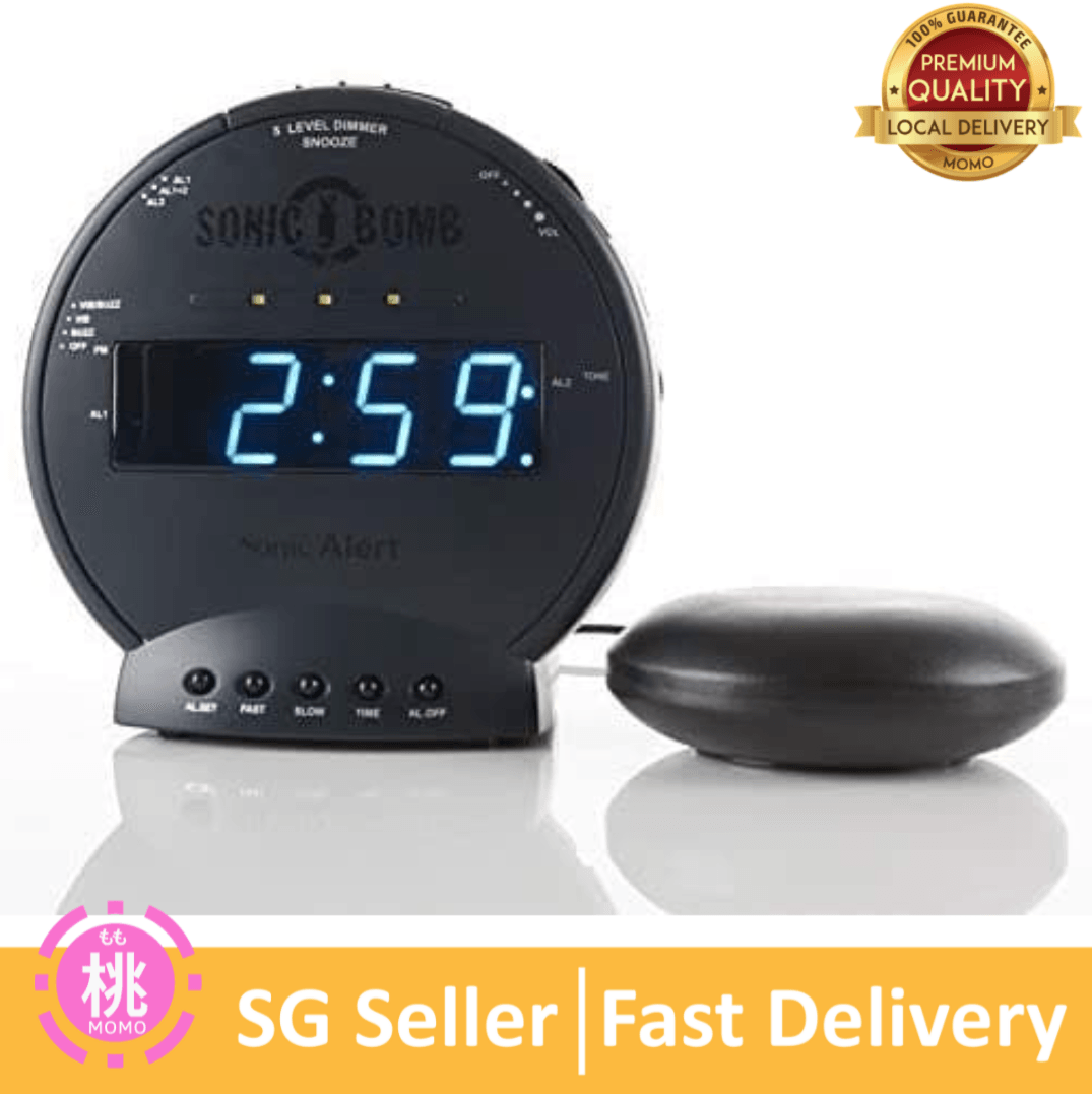 Sonic Bomb Dual Extra Loud Alarm Clock with Bed Shaker | Sonic Alert Vibrating Alarm Clock Heavy Sleepers - Momo Gadgets