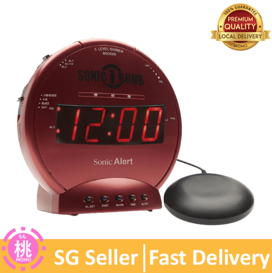 Sonic Bomb Dual Extra Loud Alarm Clock with Bed Shaker | Sonic Alert Vibrating Alarm Clock Heavy Sleepers - Momo Gadgets