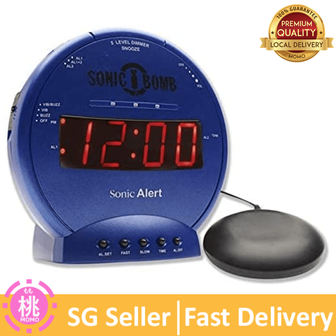 Sonic Bomb Dual Extra Loud Alarm Clock with Bed Shaker | Sonic Alert Vibrating Alarm Clock Heavy Sleepers - Momo Gadgets