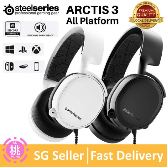 SteelSeries Arctis 3 Options - for PC, PlayStation 4, Xbox One, Nintendo Switch, VR, Android and iOS Headphone - Momo Gadgets