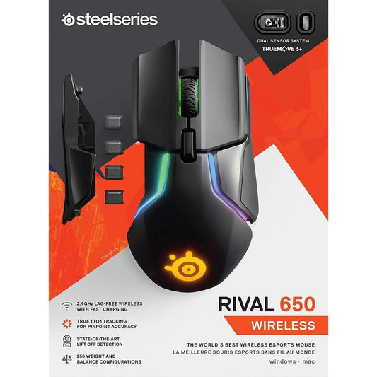 SteelSeries Rival 650 Quantum Wireless Gaming Mouse - Rapid Charging Battery - 12,000 Cpi Truemove3+ Dual Optical Sensor - Momo Gadgets