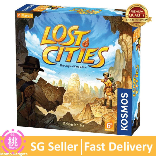 Thames & Kosmos Lost Cities Card Game - with 6th Expedition | Two-Sided Board for Classic or New Edition - Momo Gadgets