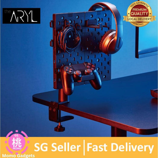 the Aryl™ Desk Mounted Pegboard Holder, Modular and Space-Saving Design Desk Organizer, For Gaming Accessories and More - Momo Gadgets