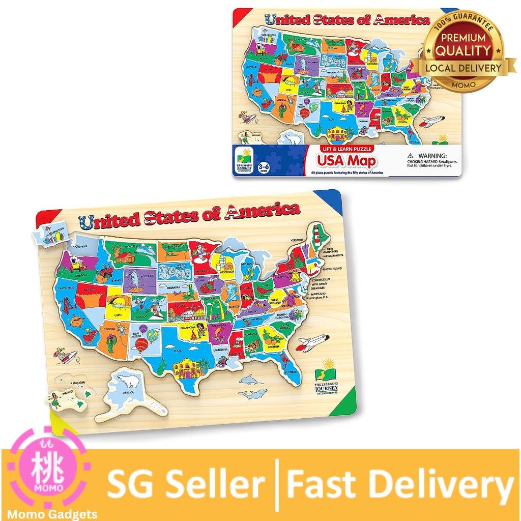 The Learning Journey Lift & Learn Puzzle - USA Map Puzzle for Kids - Ages 3+ - Momo Gadgets