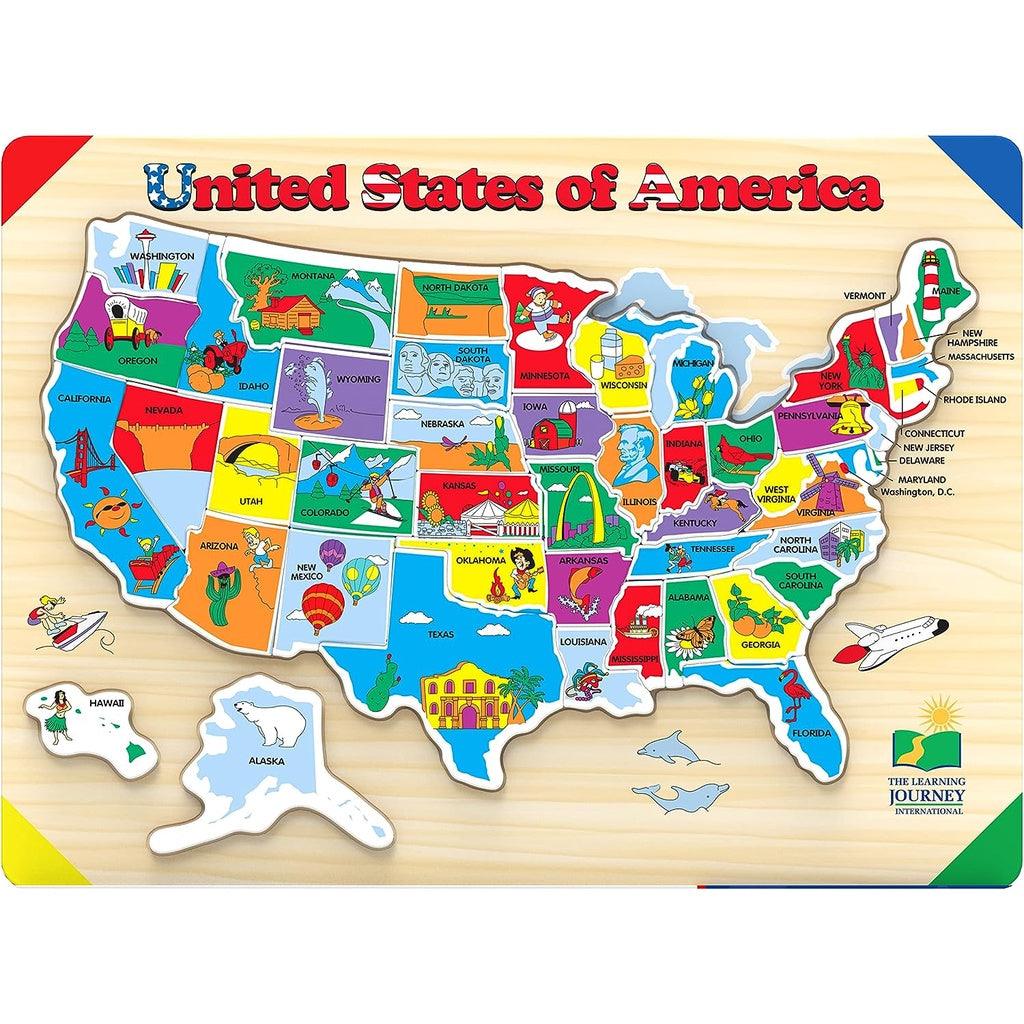 The Learning Journey Lift & Learn Puzzle - USA Map Puzzle for Kids - Ages 3+ - Momo Gadgets