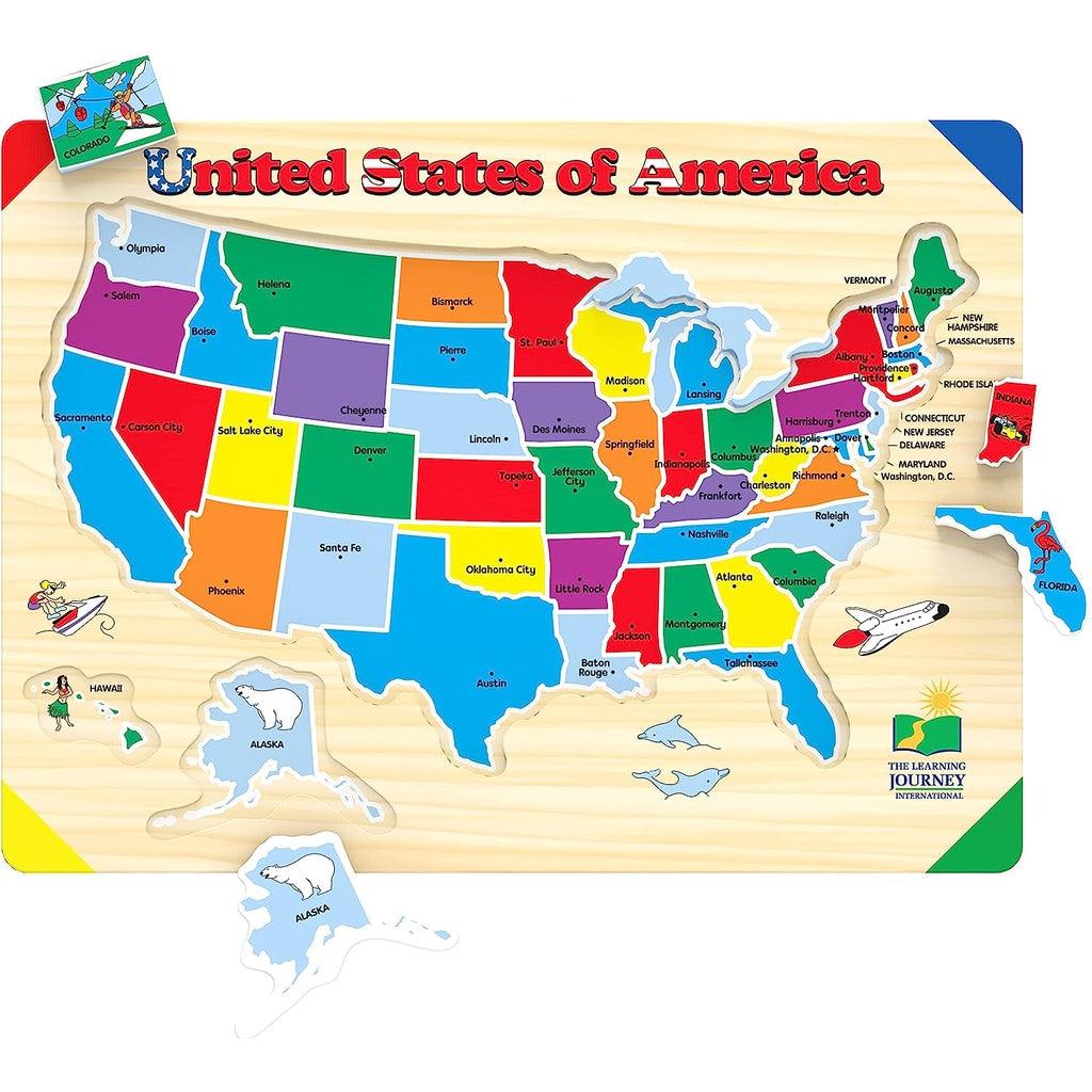 The Learning Journey Lift & Learn Puzzle - USA Map Puzzle for Kids - Ages 3+ - Momo Gadgets