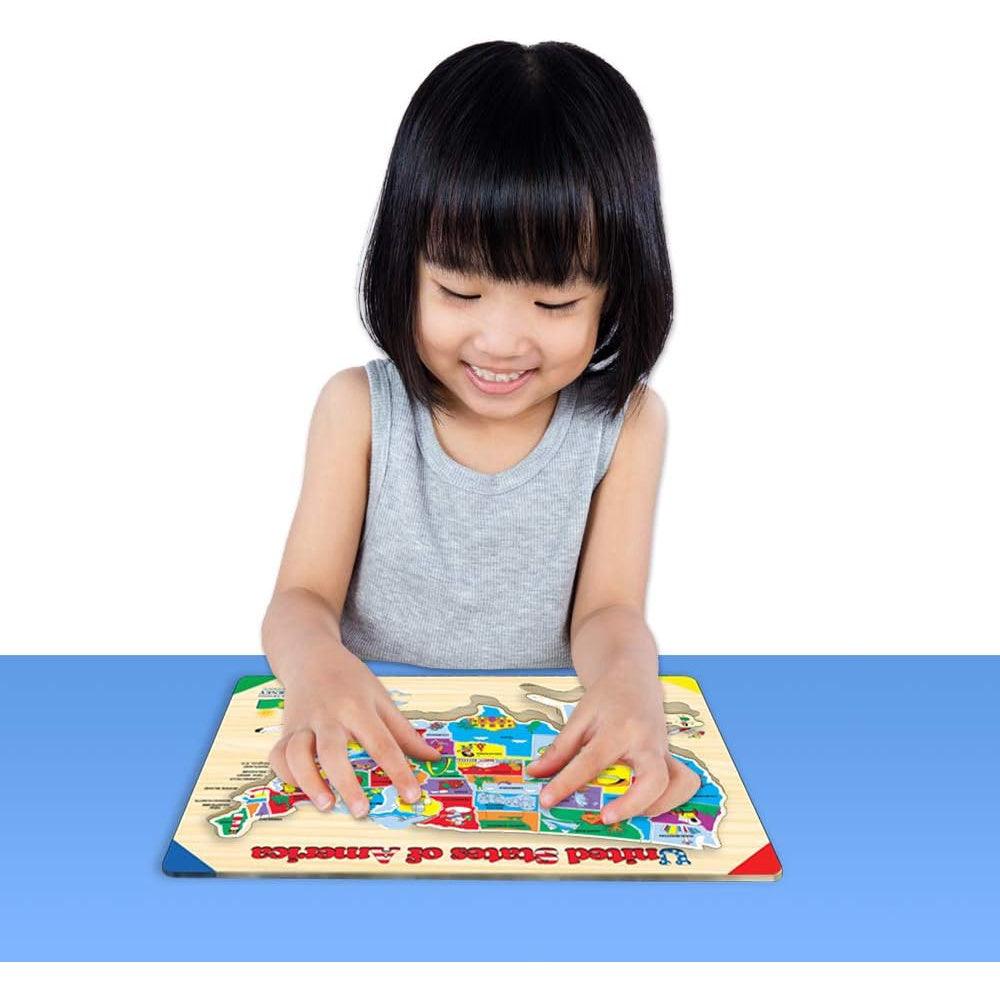 The Learning Journey Lift & Learn Puzzle - USA Map Puzzle for Kids - Ages 3+ - Momo Gadgets