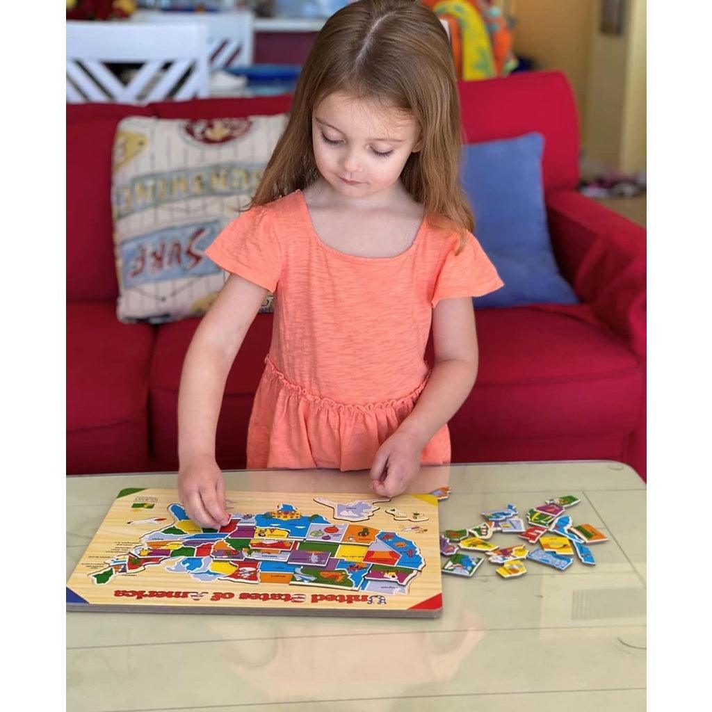 The Learning Journey Lift & Learn Puzzle - USA Map Puzzle for Kids - Ages 3+ - Momo Gadgets