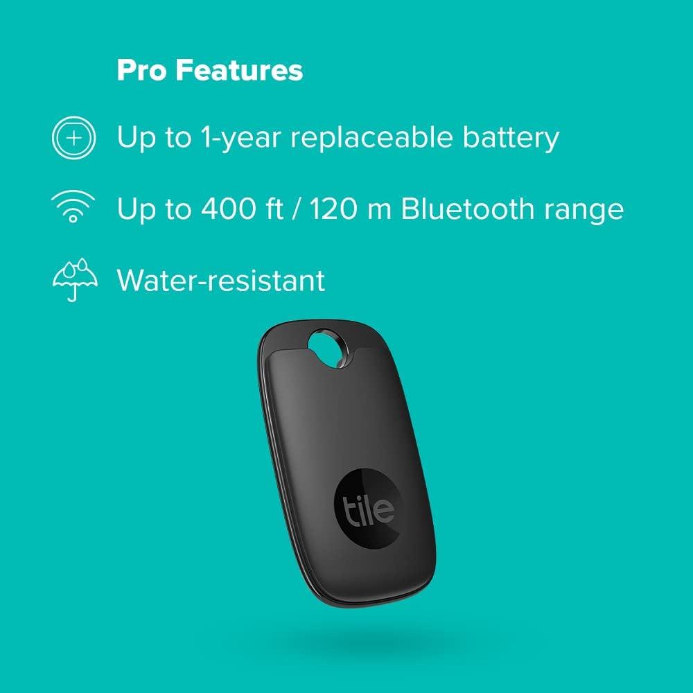 Tile Pro (2022) Powerful Bluetooth Tracker, Up to 400 ft Range. WaterResistant. Phone Finder. iOS and Android Compatible - Momo Gadgets