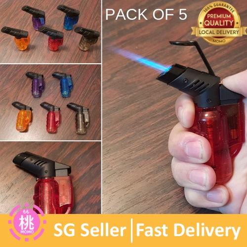 Torch Lighter (5 Pack) Refillable Blue Jet Flame with Powerful Windproof Flame blowtorch - Momo Gadgets