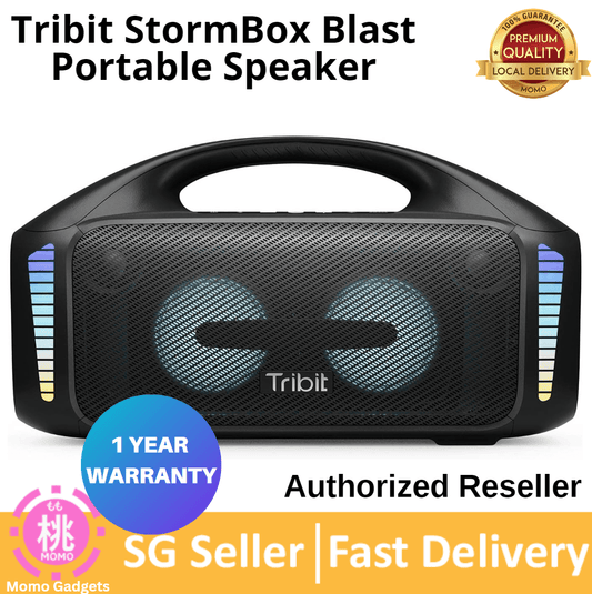 Tribit StormBox Blast Portable Speaker: 90W Loud Stereo Sound with XBass, IPX7 Waterproof Bluetooth Speaker with LED Light - Momo Gadgets
