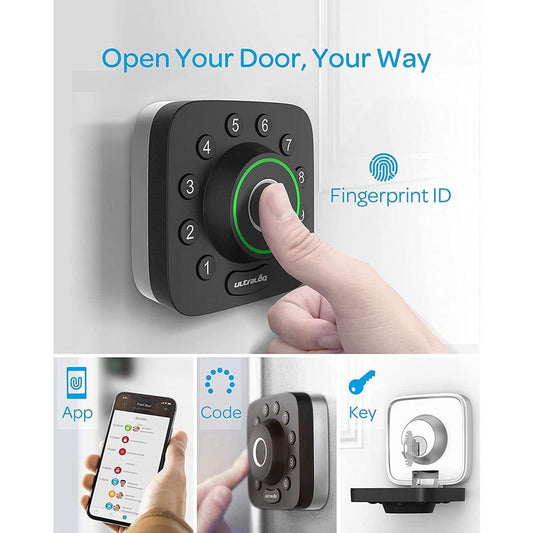 ULTRALOQ Smart Lock U-Bolt Pro + Bridge WiFi Adaptor, 6-in-1 Keyless Entry Door Lock, Bluetooth, Fingerprint and Keypad - Momo Gadgets