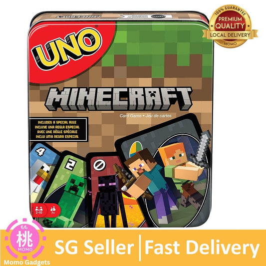 UNO Card Game, Gifts for Kids and Family Night, Themed to Minecraft Video Game, Travel Games, Storage Tin Box - Momo Gadgets