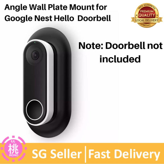 UV-Resistant Wall Plate Mount Designed for Google Nest Hello Smart WiFi Video Doorbell Adjustable Wedge 25-Degree - Momo Gadgets