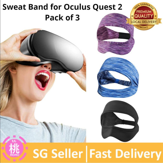 VR Eye Mask, Adjustable Breathable VR Sweat Band for Oculus Quest 2, HTC Vive, PS, Gear, VR Workouts (3PCS) - Momo Gadgets