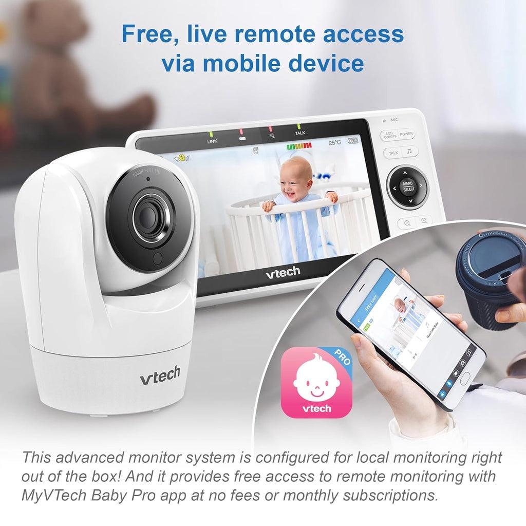 VTech Smart WiFi Baby Monitor HD NightVision, Fully Remote Pan Tilt Zoom, Free Smart Phone App, Works with iOS, Android - Momo Gadgets