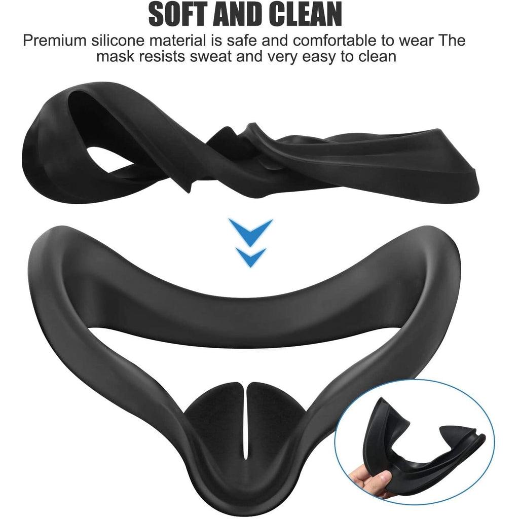 Washable Eye Mask Professional Silicone Face Cover for Quest 2 or 1 Sweatproof and Lightproof Pad Bundle for Oculus Ques - Momo Gadgets